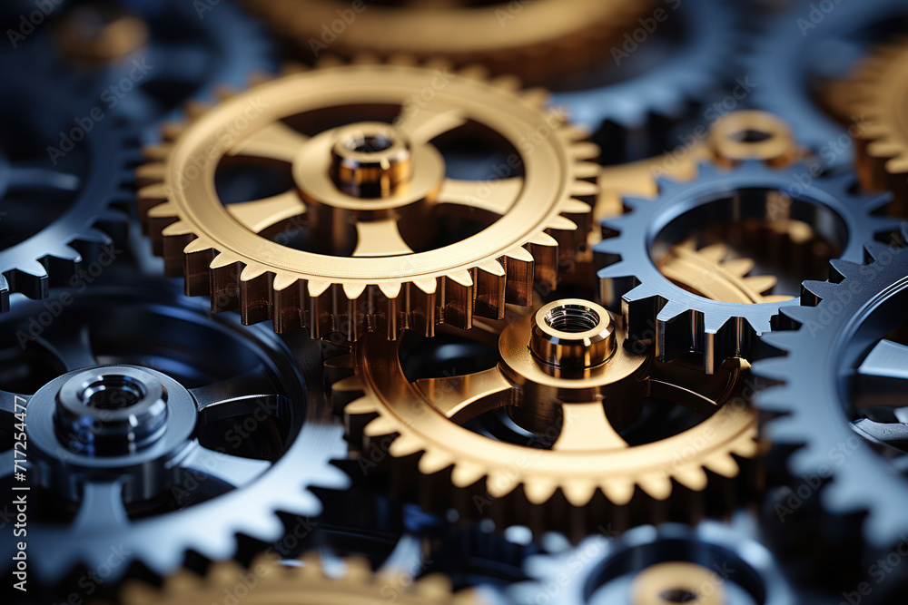 A series of stylized gears meshing together illustrates the seamless integration of technology in a business framework, symbolizing the synergy between innovation and efficiency. Generative Ai. A series of stylized gears meshing together illustrates the seamless integration of technology in a business framework, symbolizing the synergy between innovation and efficiency. Generative Ai.