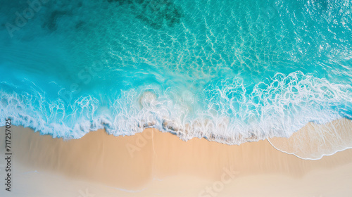 Beautiful sandy beach with blue waves