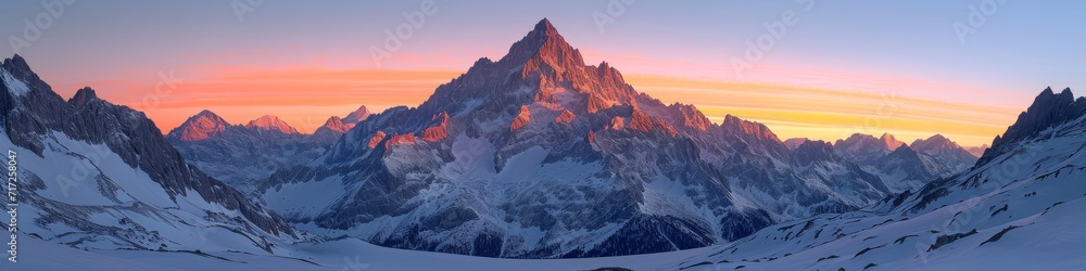 Majestic Himalayan Mountains at Sunrise Panoramic View - obrazy, fototapety, plakaty 