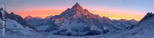 Majestic Himalayan Mountains at Sunrise Panoramic View photo