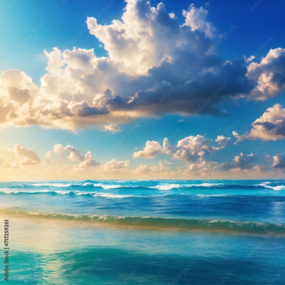 Beautiful sea and ocean with cloud on blue sky