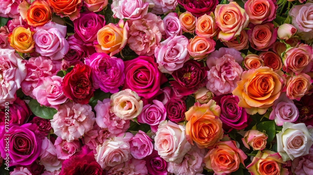 Captivating bouquets of tropical roses in a kaleidoscope of colors generative ai Captivating bouquets of tropical roses in a kaleidoscope of colors generative ai