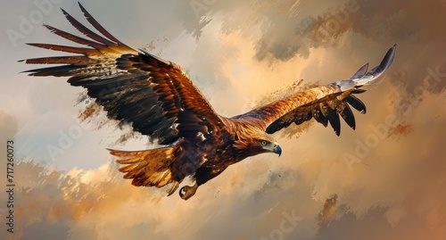 a bird flying through a windless, an eagle animal illustrations, multiple exposure