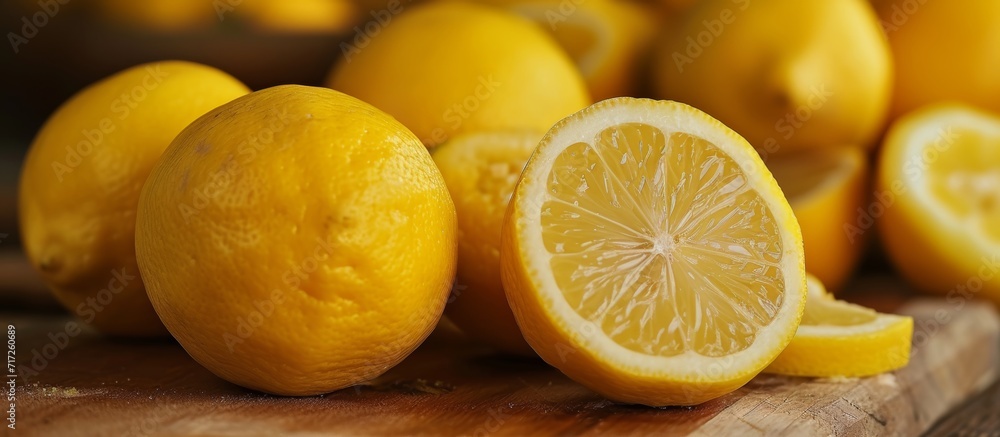 Fresh lemons on a table, contained. Fresh lemons on a table, contained.