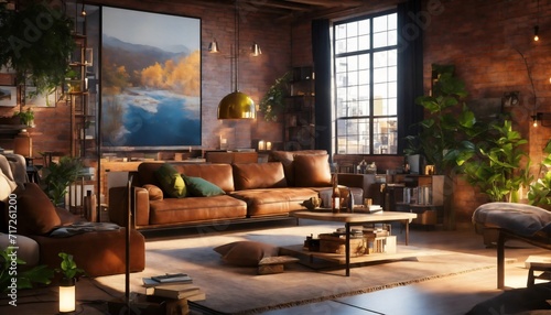 Loft living room interior design