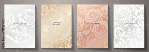 Elegant cover design set. Premium fashionable vector background with flower pattern for cover design, invitation, flyer, wedding card, catalog, brochure template, menu design, congratulation.