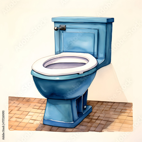 simple clip art of toilet,watercolor illustration