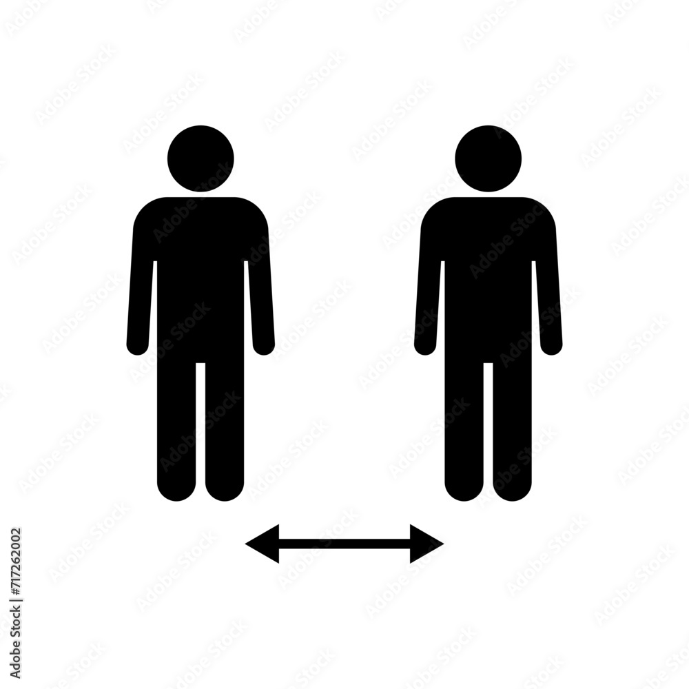 Social distance icon vector. social distancing icon. self quarantine sign Social distance icon vector. social distancing icon. self quarantine sign