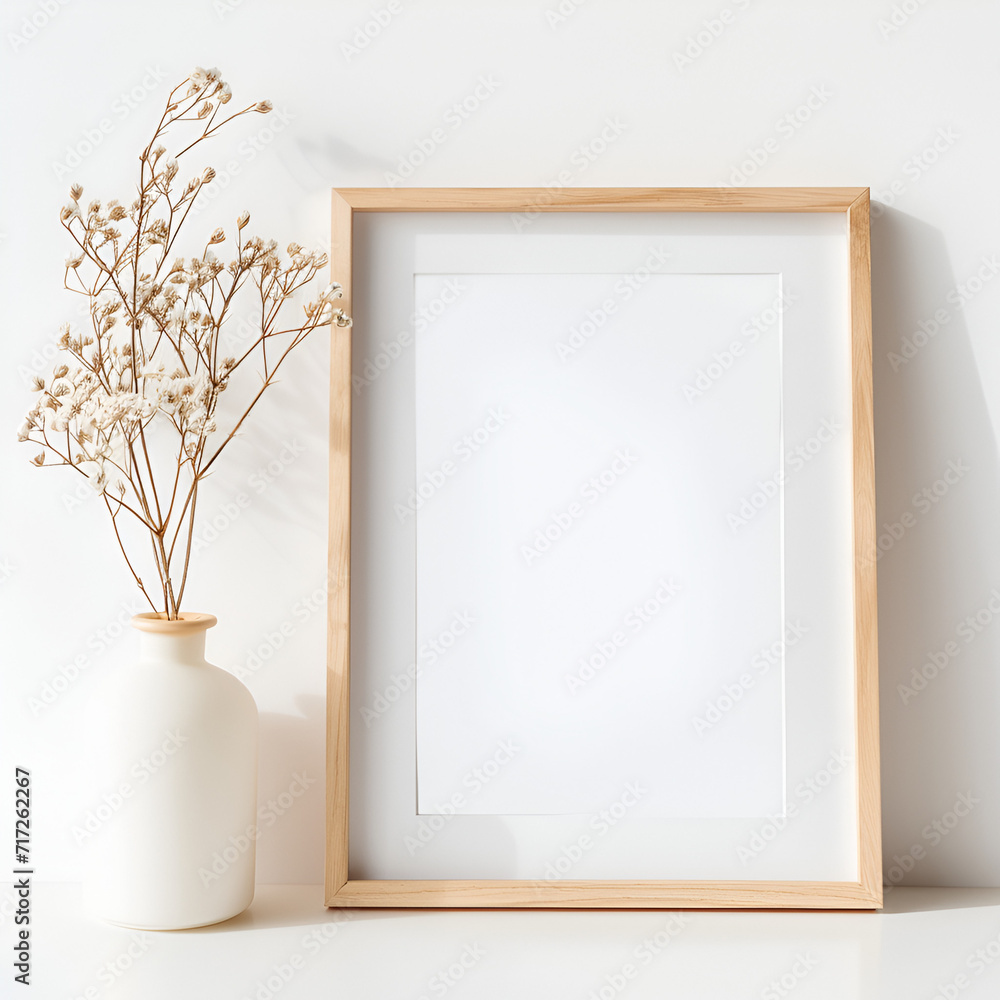 Empty picture frames hanging on a wall with bright natural lighting Empty picture frames hanging on a wall with bright natural lighting