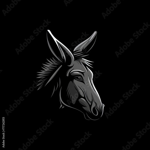 Donkey Animal Logo Black And White Design Symbol Generative AI © Johnathan