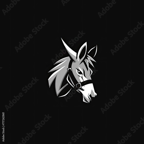 Donkey Animal Logo Grayscale Illustration Element Generative AI © Johnathan