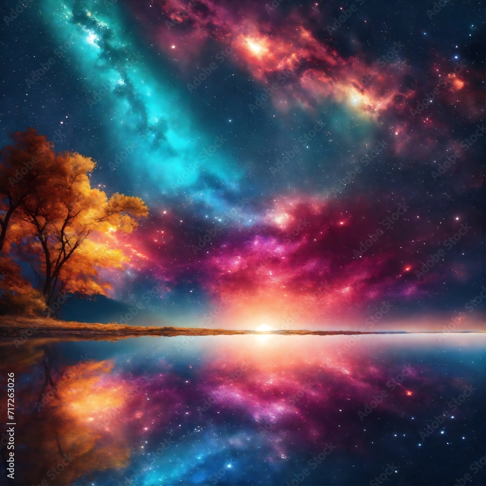Colorful universe reflected in water