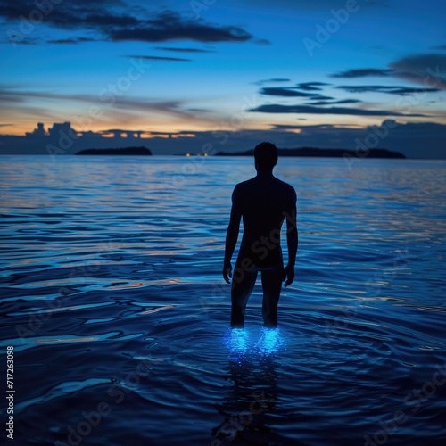 Extraordinary Bioluminescent Bay Night Silhouette