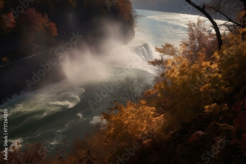 Autumnal Niagara Falls. Generative AI © Darian
