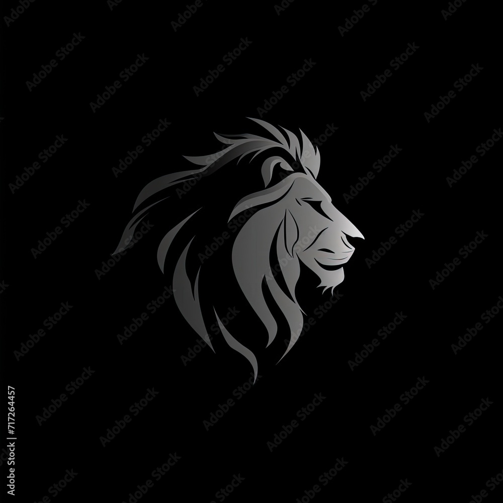 Lion Animal Logo Grayscale Illustration Object Generative AI Lion Animal Logo Grayscale Illustration Object Generative AI