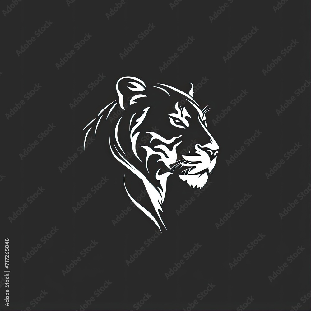 Panther Animal Logo Black And White Design Object Generative AI