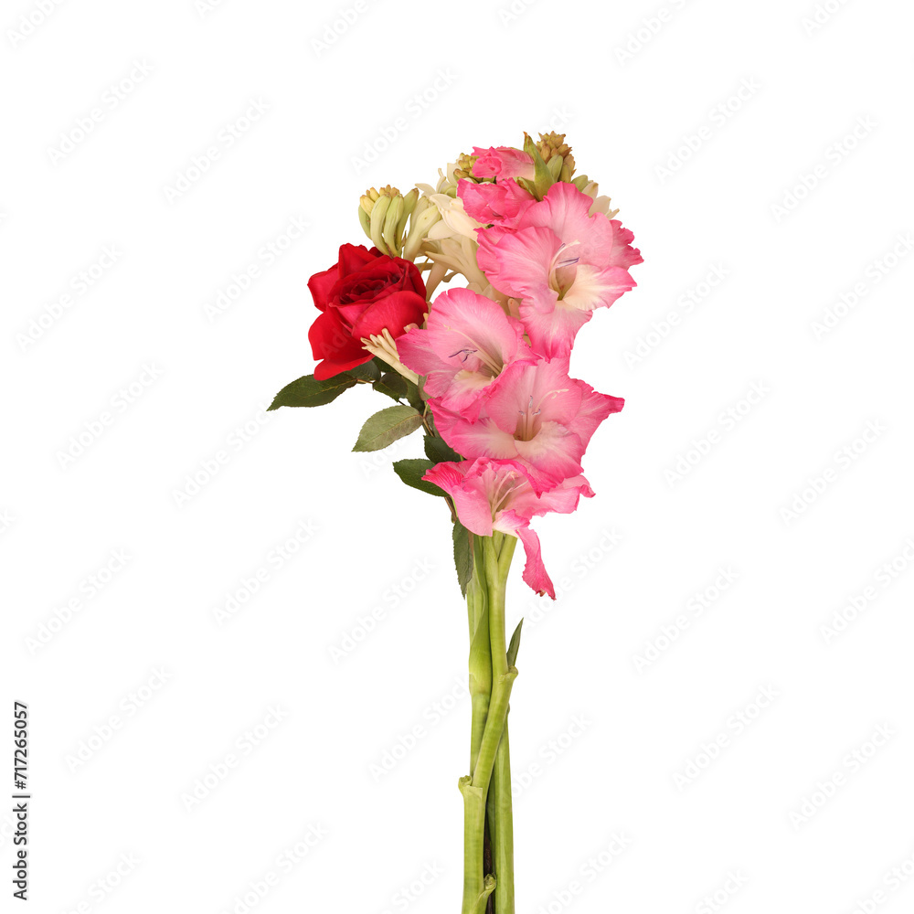Bouquet of mixed flower stems isolated on transparent background Bouquet of mixed flower stems isolated on transparent background