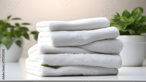 Stacks of towels folded on top of each other.