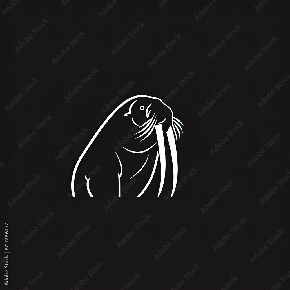 Walrus Animal Logo Grayscale Illustration Object Generative AI
