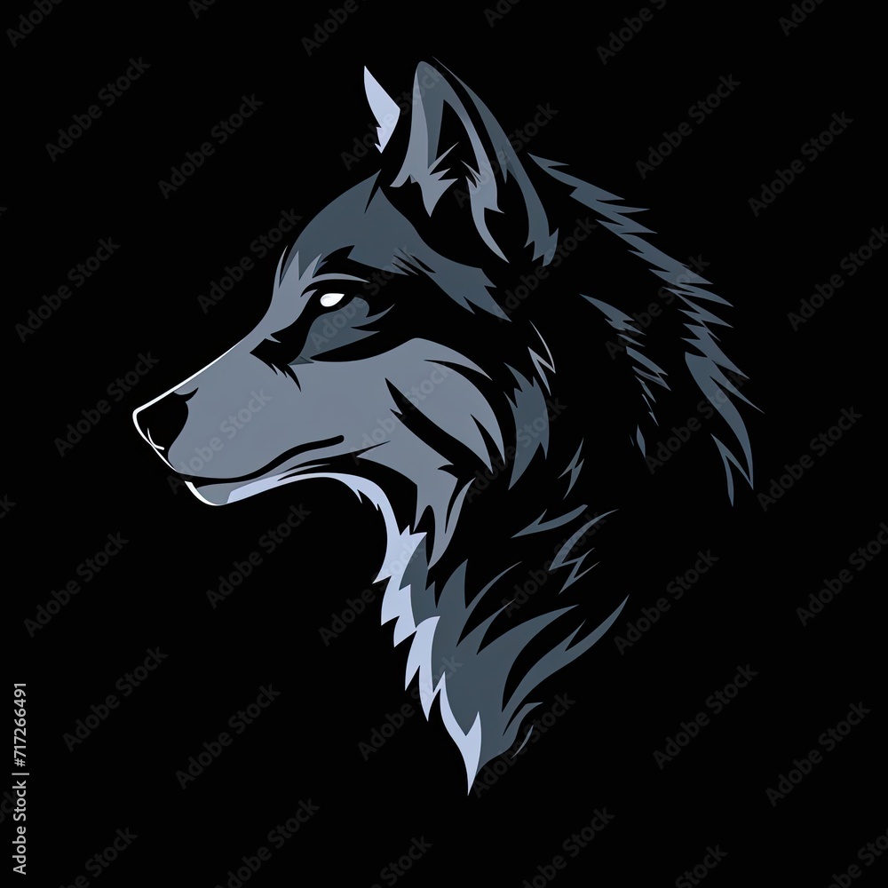 Wolf Animal Logo Grayscale Illustration Object Generative AI
