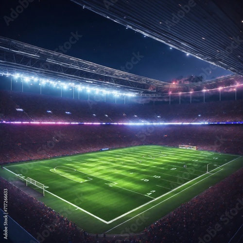 Football stadium at night generative ai