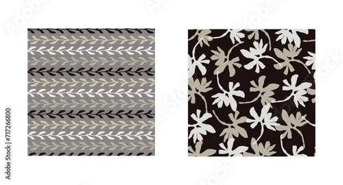 Masculine vector floral pattern with organic botanical shapes. Modern bold black white flower print, design in neutral scandi style.