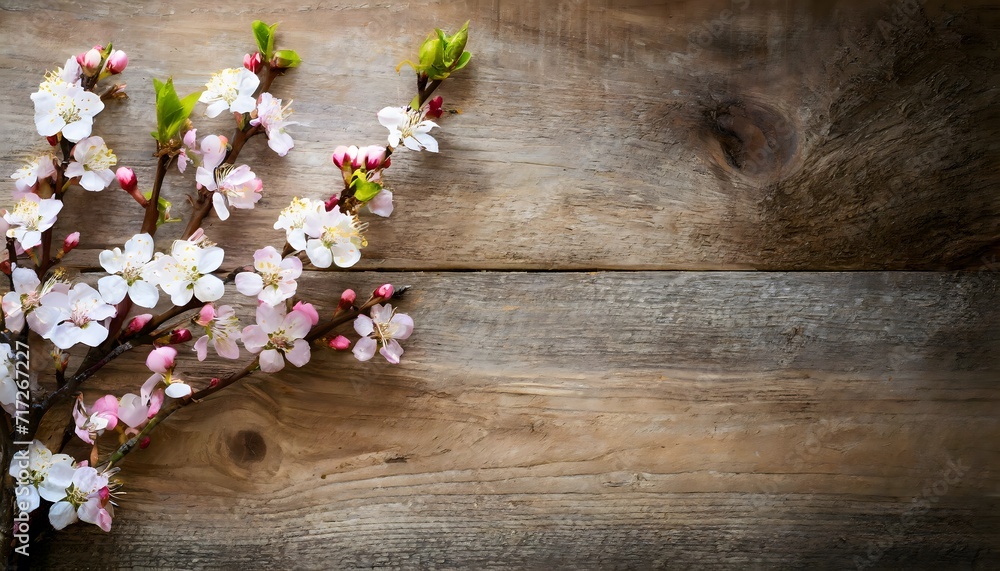 Flowers on wooden background with copy space Flowers on wooden background with copy space