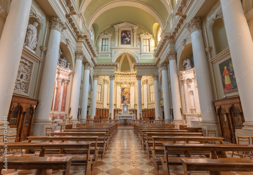 VICENZA, ITALY - NOVEMBER 6, 2023: The nave of church Chiesa di San Gaetano.