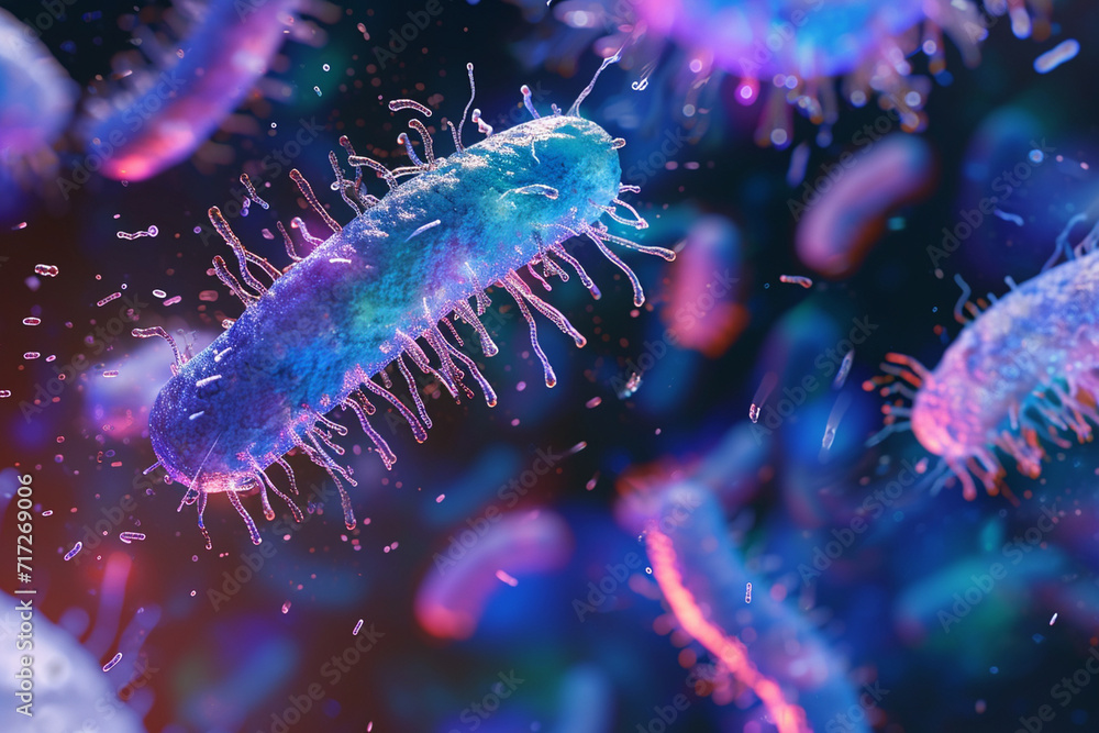 An illustration of a magnified view of pathogenic bacteria