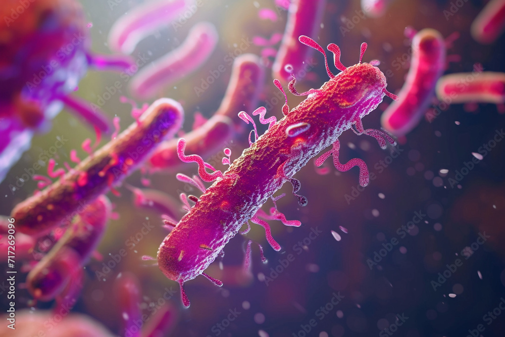 An illustration of bacteria in a flowing liquid medium An illustration of bacteria in a flowing liquid medium
