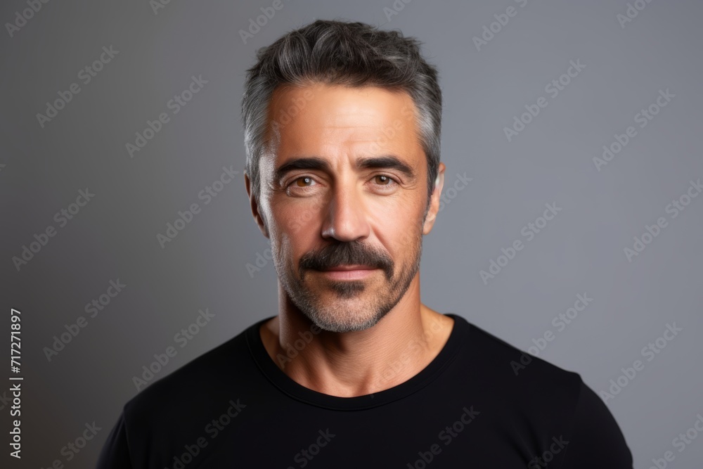 Handsome middle aged man with grey hair and beard. Studio shot. Handsome middle aged man with grey hair and beard. Studio shot.
