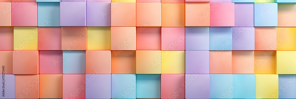 3d render of colorful cubes in a row, 3d illustration, Ai Generated