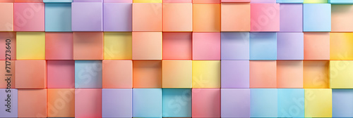 3d render of colorful cubes in a row, 3d illustration, Ai Generated