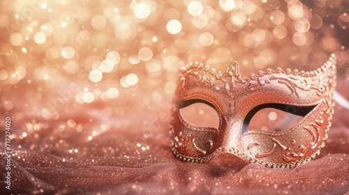 Glamorous rose gold masquerade mask generative ai
