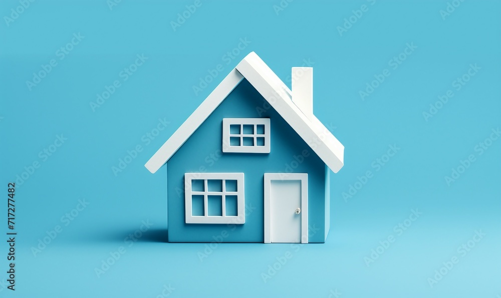 House icon on blue background. Real estate concept. 3D rendering House icon on blue background. Real estate concept. 3D rendering