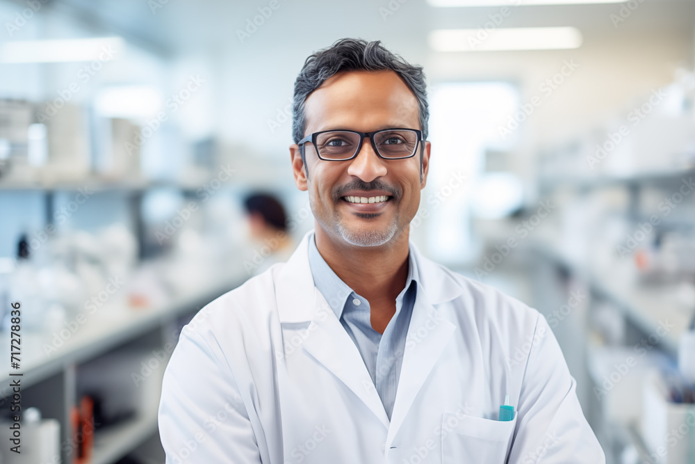 Smiling Indian Scientist in Laboratory Smiling Indian Scientist in Laboratory