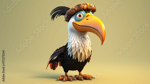 A cute cartoon hornbill character Ai Generative photo