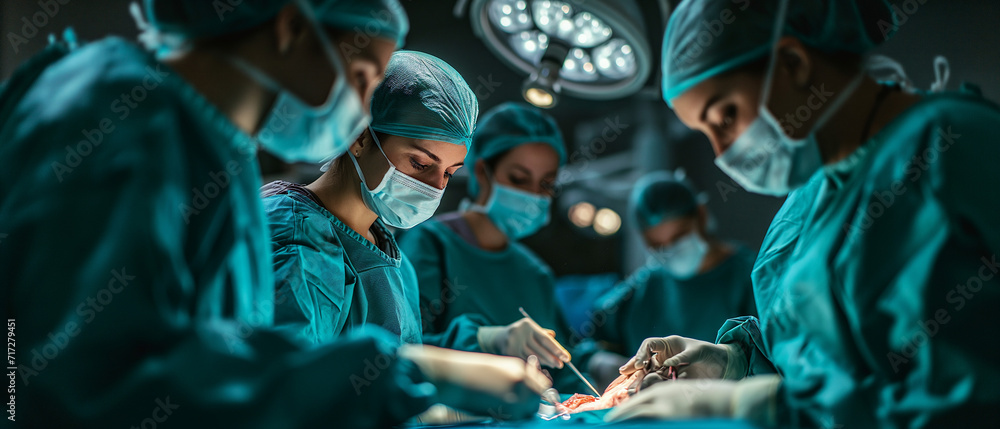 Medical Team of Females Performing Traning Operation in Hospital - obrazy, fototapety, plakaty 