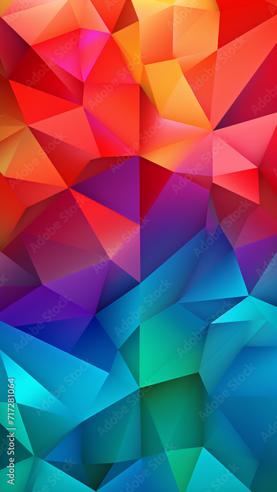Vivid Triangular Tessellation Image with Multicolored Effect and Sharp Edges - Abstract Art Vivid Triangular Tessellation Image with Multicolored Effect and Sharp Edges - Abstract Art
