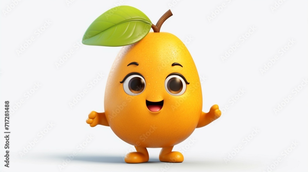 A cute cartoon mango character Ai Generative A cute cartoon mango character Ai Generative