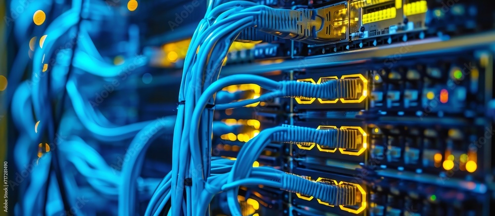 Experienced data center electrician offering VPN servers for secure internet connections and protection of sensitive information. - obrazy, fototapety, plakaty 