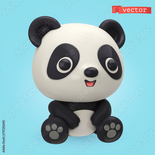 Panda, 3d render vector cartoon icon