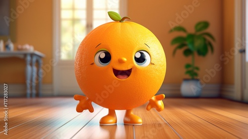 A cute cartoon orange character Ai Generative