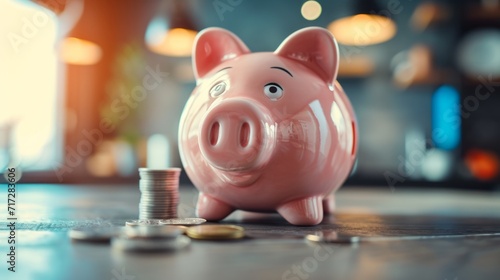 Piggy bank with bill slot, generative ai