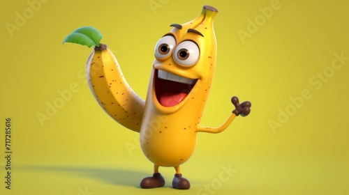 A cute cartoon banana character Ai Generative