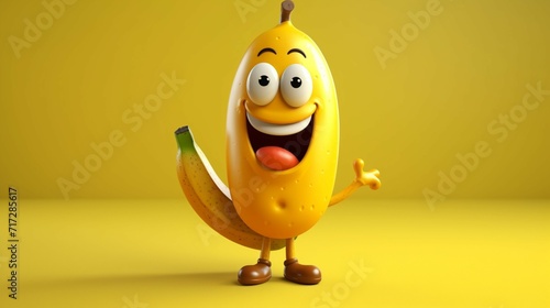 A cute cartoon banana character Ai Generative