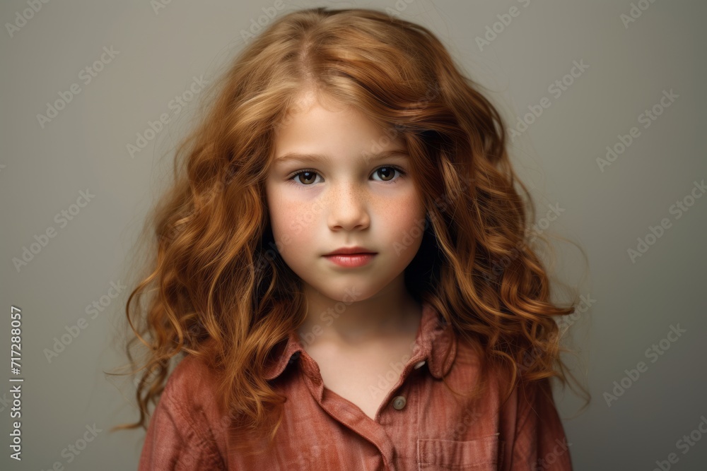 Portrait of a cute little girl with red hair. Studio shot. Portrait of a cute little girl with red hair. Studio shot.