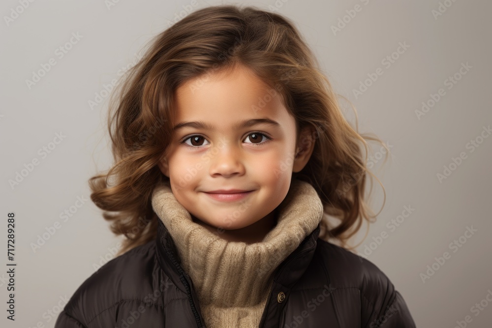 Portrait of a cute little girl in warm clothes, studio shot Portrait of a cute little girl in warm clothes, studio shot
