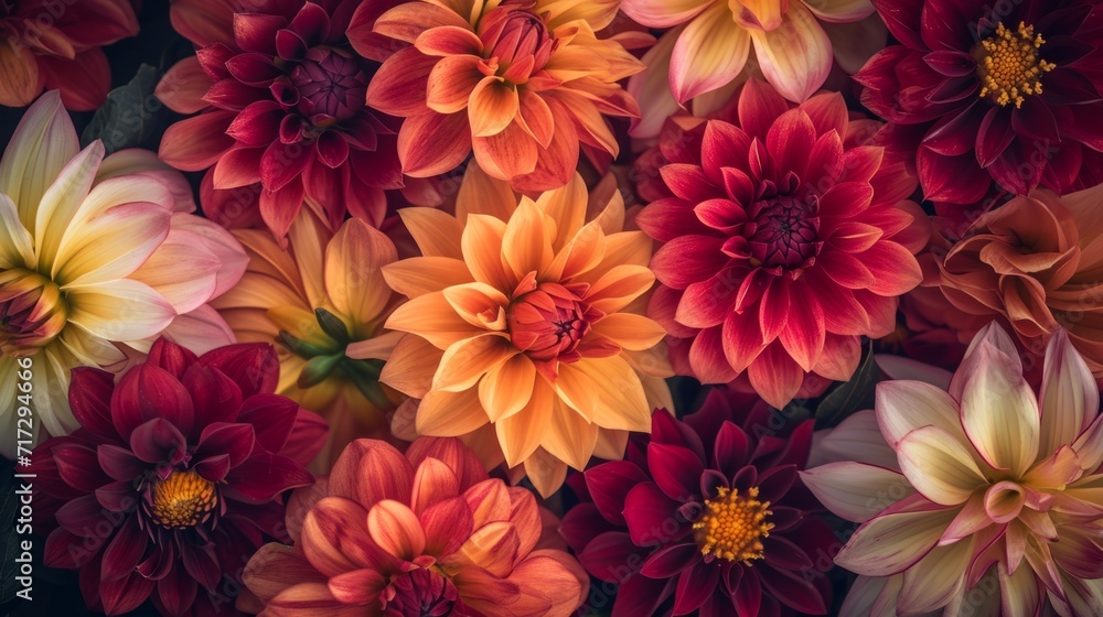 Tropical dahlias in a burst of warm and inviting colors generative ai Tropical dahlias in a burst of warm and inviting colors generative ai
