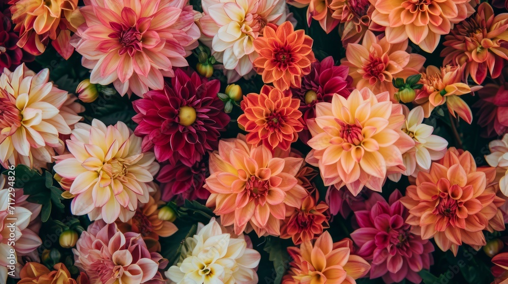Tropical dahlias in a burst of warm and inviting colors generative ai Tropical dahlias in a burst of warm and inviting colors generative ai